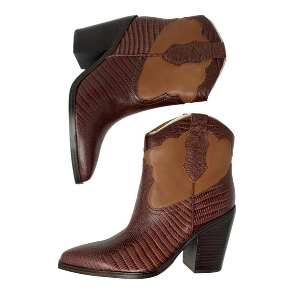 Marc Fisher Gona Brown Western Bootie Size 8 NWT $239 MSRP - Picture 2 of 7